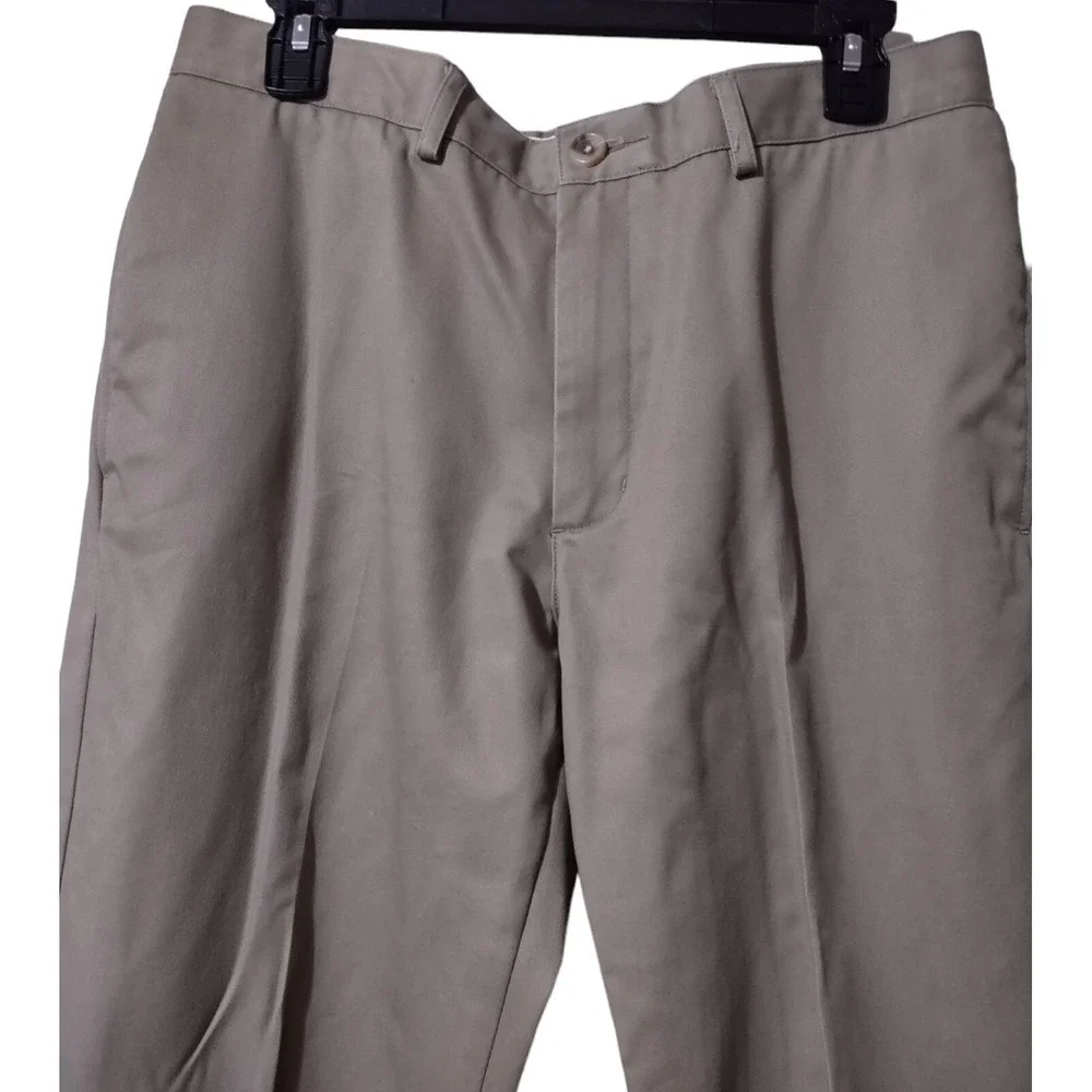 Lands' End Pants Men's Size 33‎ Khaki Pants Tailored Fit Dark Beige 4 Pockets